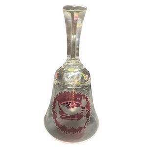 Vintage Etched Crystal Bell w/ Elk or‎ Deer & trees Design